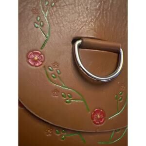 Vintage Structured Floral Leather Saddlebag